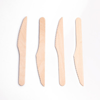 Couteaux en bois écologiques jetables, vente en gros, 100 pièces, en bois de bouleau compostable, style classique, pour la restauration et les fêtes