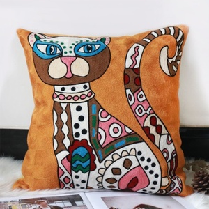 Housse de coussin carrée <span class=keywords><strong>brodée</strong></span>, décorations d'extérieur en coton, personnalisés, à la main de chats, nouveauté, Picasso - Product Image 3
