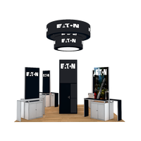 Stand d'exposition portable 20x20 pieds personnalisé pour salon professionnel, avec bannière suspendue rétroéclairée pour publicité