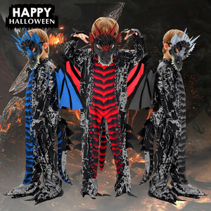 Disfraz de dragón de Halloween para niños, disfraz de cosplay, disfraz de dinosaurio rojo oscuro, traje de escenario para juego de rol, talla M - Product Image 5