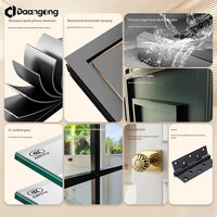 Pintu Dapur Kaca Tempered Berlapis Es untuk Lemari Kamar Tidur Bergaya Midcentury dengan Rangka Aluminium dan Engsel Penutup Lembut