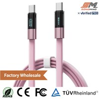 Cable USB C de 60W 100W 66W con Pantalla LED Digital, Cable Plano de Silicona y Nailon Trenzado, Carga Rápida, Venta al Por Mayor