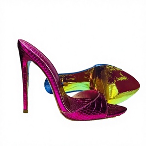 Anmairon - Mules de Tacón de Aguja con Punta Abierta para Mujer, de Cuero Genuino, para Verano y Otoño, Sandalias Sexys - Product Image 1