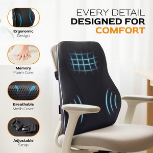 Coussin lombaire ergonomique pliable en mousse à mémoire de forme à récupération lente pour voitures, chaises de bureau et chaises de jeu - Product Image 5