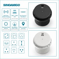 SINOAMIGO Enchufe de Mesa Moderno Empotrado con 2 Tomas (Tipo C y A), 1 USB-C, 1 USB-A, con WiFi, Corriente Nominal de 16A