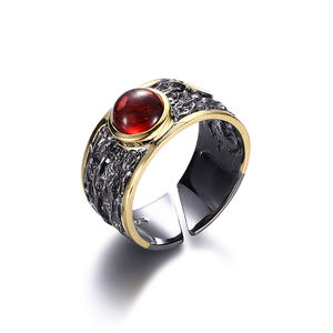 مطلية بالذهب العتيقة مجوهرات الجمشت خاتم مع مطلية بالذهب الأسود - Product Image 2