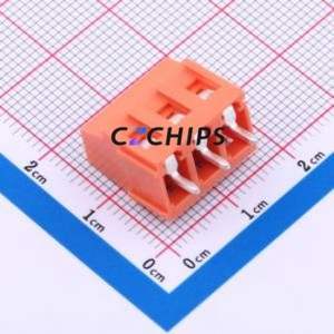 DB128L-5.0-3P-OG-S Screw Terminal Block Through hole Component (THT),P=5mm Connector 1x3P 5mm Orange Through Hole - Product Image 2