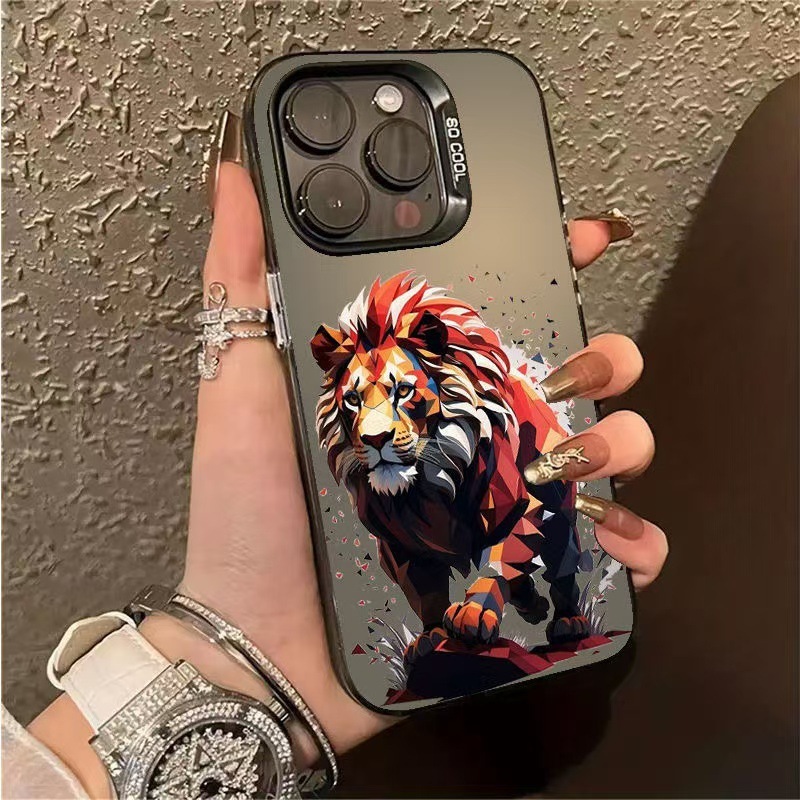 Boîtier argenté coloré - noir - nouveau design lion