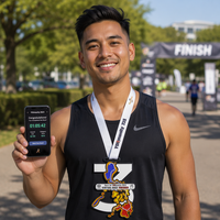 Medalla de carrera virtual con mapa personalizado, acabado en esmalte, para finalistas de maratones de Filipinas, premio para desafíos en línea, recuerdo deportivo