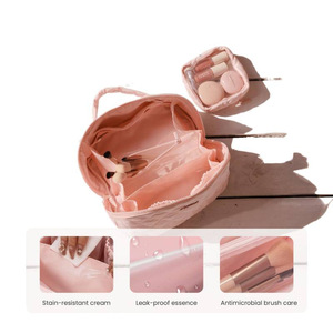 Large Capacity Open Flat <b>Travel</b> Makeup Case Waterproof Polyester Quilted Cosmetic Organizer Bag With Transparent <b>Pouch</b> - Product Image 3