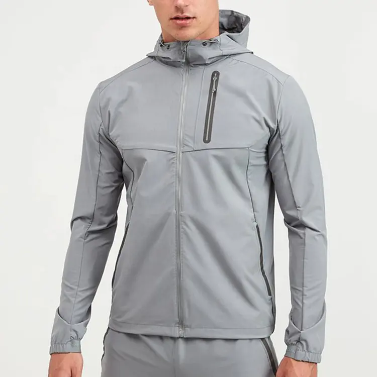 Uomo logo personalizzato design streetwear giacca a vento giacca antipioggia nylon softshell impermeabile tessuto sport all'aria aperta giacca da corsa per uomo