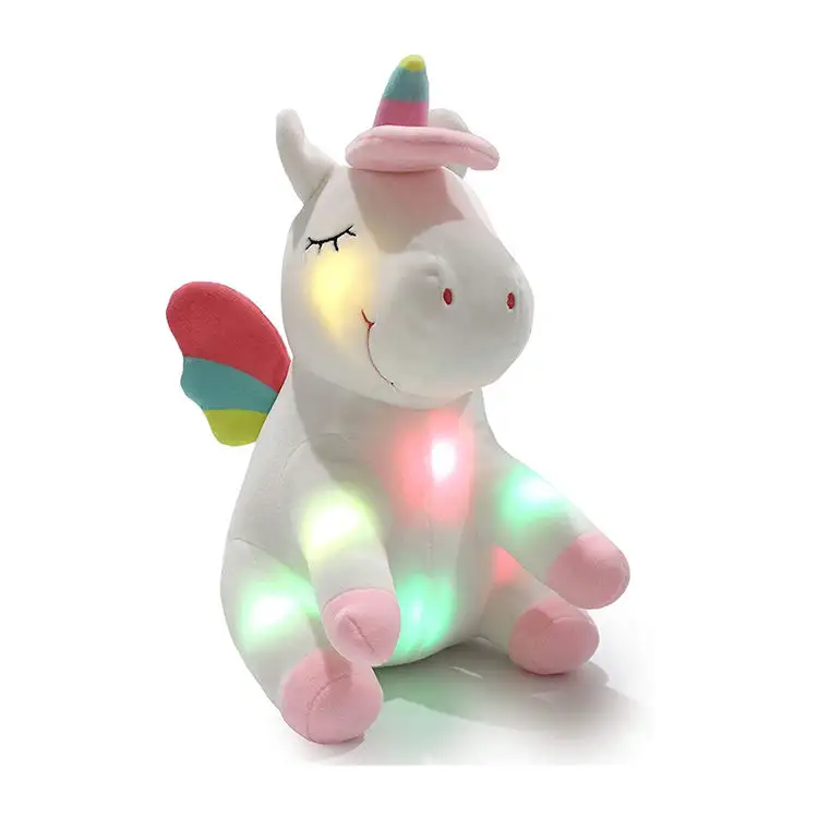 OEM Plush Toy Night Light Unicórnio Pelúcia com luz LED Brilho na noite Stuffed Animal Toy Unicórnio