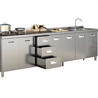 Meuble de cuisine en acier inoxydable 304, unité de cuisson domestique, armoire de rangement pour cuisine rurale, idéal pour petites maisons, style minimaliste et moderne