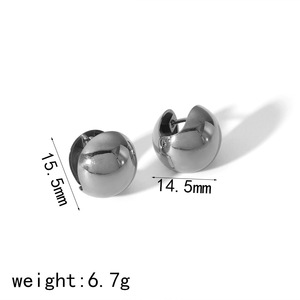 Pendientes de clip con forma de bola, oro, plata, acero de titanio, pendientes geométricos de moda para mujer TE6705 - Product Image 4