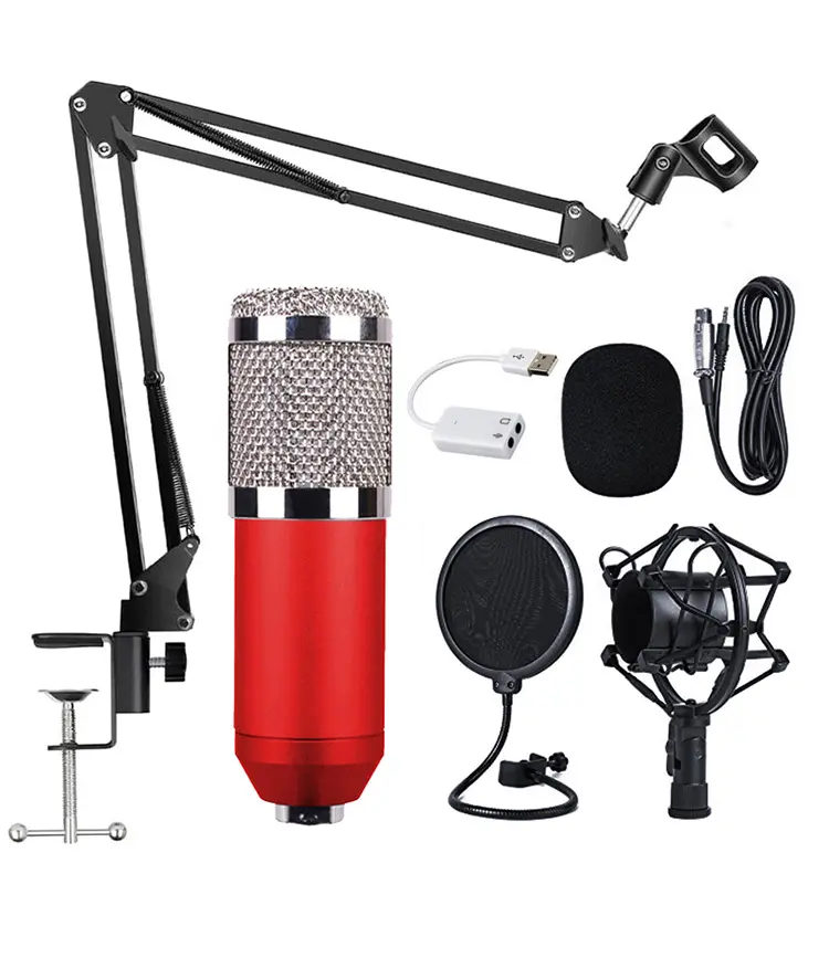Microfone profissional de estúdio bm 800, condensador, gravação de som, microfone para computador,