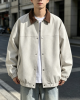 Nouvelle Collection Printemps/Été – Blouson Bomber Homme Formel Ample avec Col Montant, Imperméable, Logo Frontal – Vêtement de Travail Moto