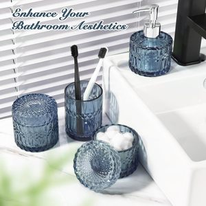 Vendita calda all'ingrosso di 4 pezzi <span class=keywords><strong>Set</strong></span> di accessori da <span class=keywords><strong>bagno</strong></span> in vetro <span class=keywords><strong>blu</strong></span> <span class=keywords><strong>Set</strong></span> da <span class=keywords><strong>bagno</strong></span> Hotel - Product Image 2