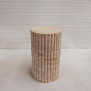 Natural Stone Modern Home Furniture Decoration Fluted Side Table Beige Travertine Plinth for Indoor <b>Vase</b> <b>Stand</b> Decor - Product Image 4