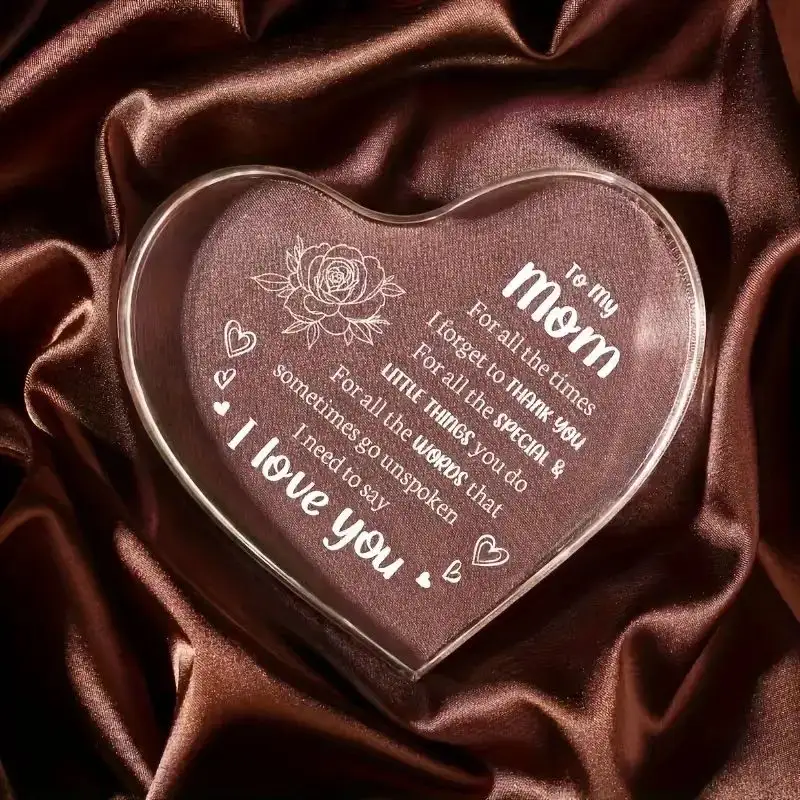 Herzförmige Acryl-Platte Müttertagsgeschenk Gedenkgeschenk Familienzimmer Wohnzimmer Bürodekoration
