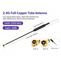 Antena de Tubo de Cobre 2.4G de Alta Ganancia, Duradera, Omnidireccional Interna, Polarizada Verticalmente, 3dBi, 15cm, RG1.13, UFL, MHF, para WiFi6, IoT, Drones, Routers
