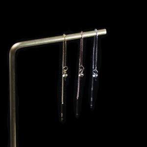 Matériaux pour boucles d'oreilles DIY en argent sterling S925, boucles d'oreilles à clous faites à la main, chaîne en or plaqué, design classique long, occasions de mariage - Product Image 1