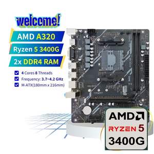 PANDL Neues AM4 Dual DDR4 RAM M2 SATA 3.0 USB3.0 PCIeX16 A320M Motherboard für 5 3400G Unterstütztes 64GB Desktop Gaming PC Set - Product Image 1