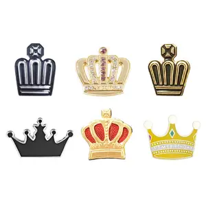 Broche en émail plaqué or et argent 3D, épingle à revers pour couronne royale et reine, faite sur mesure, 10 pièces