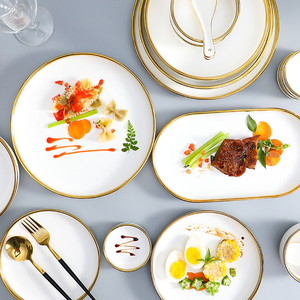 <span class=keywords><strong>Service</strong></span> de table en céramique de style luxueux avec bordure en or blanc, ensemble de plats et de bols en porcelaine, design marbré, <span class=keywords><strong>service</strong></span> pour 4 - Product Image 5