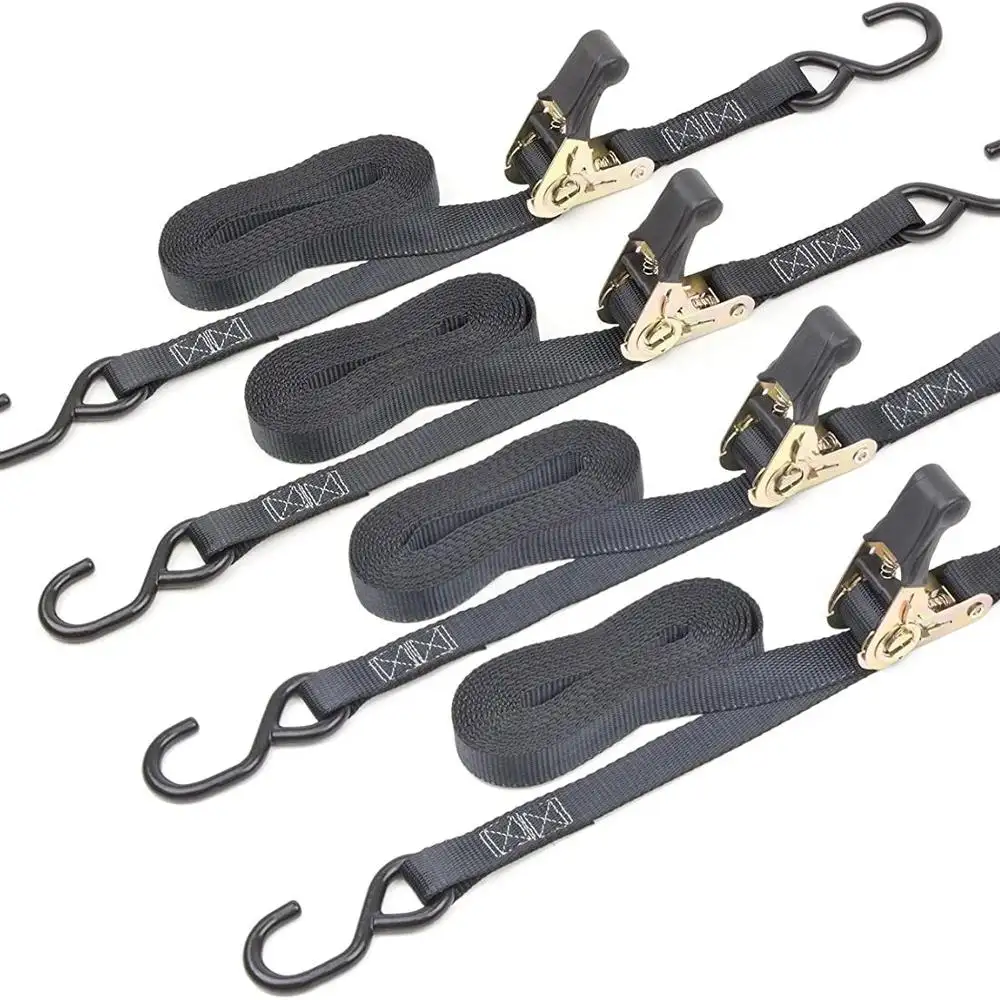 Heißer verkauf Amazon 4 pack polyester trailer cargo zurrgurt set ratchet tie down straps für motorrad