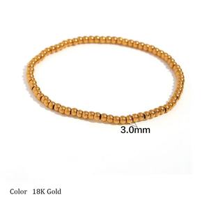 Pulseira Minimalista de Contas Elásticas em Ouro Real 18K, Não Oxida, de 3MM a 6MM para Mulheres - Product Image 4