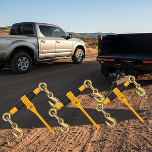 Tensor de cadena de trinquete de acero de 1/4-5/16 pulgadas, 2600 lb, con gancho en J para amarre seguro y recuperación de vehículos - Product Image 2