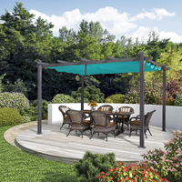 Pergola moderne en aluminium 3x4m avec auvent coulissant, abri de jardin extérieur imperméable, parasol pour terrasse et patio