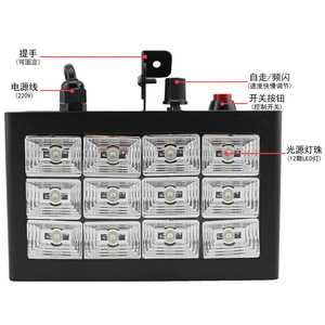 Sunshine Stage 12-Piece Grid Strobe <b>Light</b> LED Sound <b>Controlled</b> Indoor Stage Lighting YG-4789 - Product Image 4