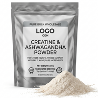 Créatine Ashwagandha certifiée HACCP ISO, étiquette propre, pure, en vrac, vente en gros, pour adultes, végétalienne, sans OGM, nutrition sportive, soulagement du stress