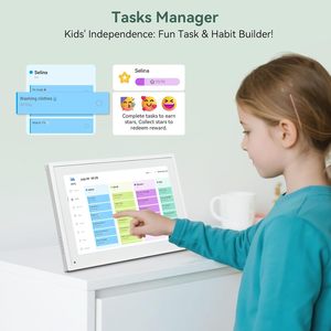 <span class=keywords><strong>Calendrier</strong></span> numérique interactif intelligent 10,1 pouces avec planificateur de repas et tableau de tâches, pour la maison et le bureau, avec fonction photo numérique intégrée - Product Image 2