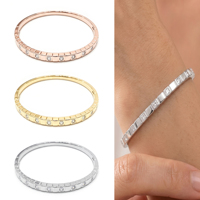 Bracelet de luxe en argent sterling 925, design géométrique carré, zircone cubique, plaqué or, bijoux de mode pour femmes
