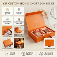 Ensemble d'emballages de luxe sur mesure pour soins de la peau, couleur orange, fermeture magnétique, boîte rigide pliable avec insert en satin