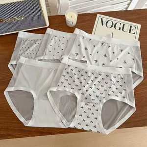 Braguitas de seda helada para mujer, de uso diario, satinadas, reflectantes, de talle medio, de malla semitransparente, sexys, con lazo de lunares, bonitas, de secado rápido - Product Image 3