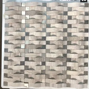 공장 자연석 모자이크 타일 유연한 로즈 골드 스테인레스 스틸 웨이브 디자인 3d 야외 벽 장식