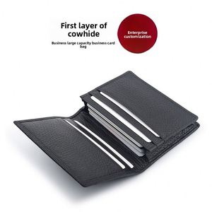 Luxury Genuine Leather Slim Card <b>Holder</b>, Minimalist Pebbled Cowhide <b>Wallet</b>, Professional Business Credit Card Organizer - Product Image 2