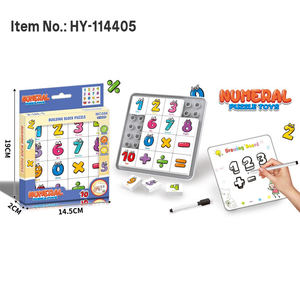 Jouets éducatifs pour enfants en bas âge, blocs de construction de symboles mathématiques, alphabet, nombres, puzzles <span class=keywords><strong>avec</strong></span> tableau à dessin, apprentissage STEAM - Product Image 3