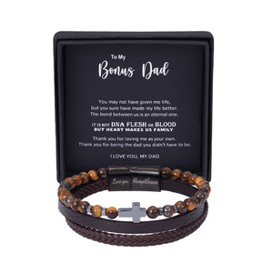 สร้อยข้อมือสแตนเลสหินธรรมชาติ ลายกากบาท หลายชั้น ของขวัญสำหรับผู้ชาย ขนาด 7.5 8.5 9 นิ้ว - Product Image 4