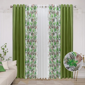 Tenda Pronta per Finestra e Porta Larga da <span class=keywords><strong>Soggiorno</strong></span> di Lusso, Design alla Moda per la Casa, Filtrante, Set da 5 Pezzi con Stampa Floreale e Occhielli - Product Image 1