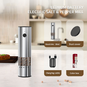 Juego de Molinillos de Sal y Pimienta Recargables de Acero Inoxidable, Molinillos Eléctricos Automáticos con Base de Almacenamiento para Uso en Restaurantes - Product Image 4
