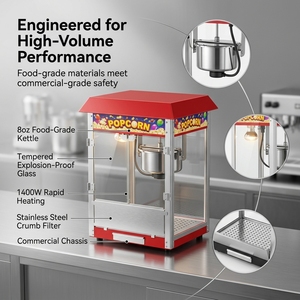 Machine à Popcorn Commerciale en Gros Prix Usine, Machine à Popcorn Compacte de Comptoir avec Écran Chauffant pour Restaurants et Cafés - Product Image 2