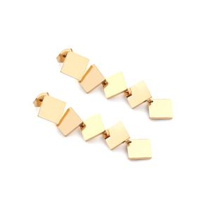 Ason Prix de Gros Nouveau Design Bijoux en Acier Inoxydable Plaqué Or 18K Pendentif Longues Boucles d'Oreilles Pendantes pour Femmes et Filles - Product Image 4