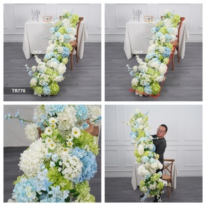 Guirlande de fleurs artificielles en roses, arrangement floral, chemin de table pour mariage, toile de fond florale, décoration d'événements hôteliers - Product Image 3