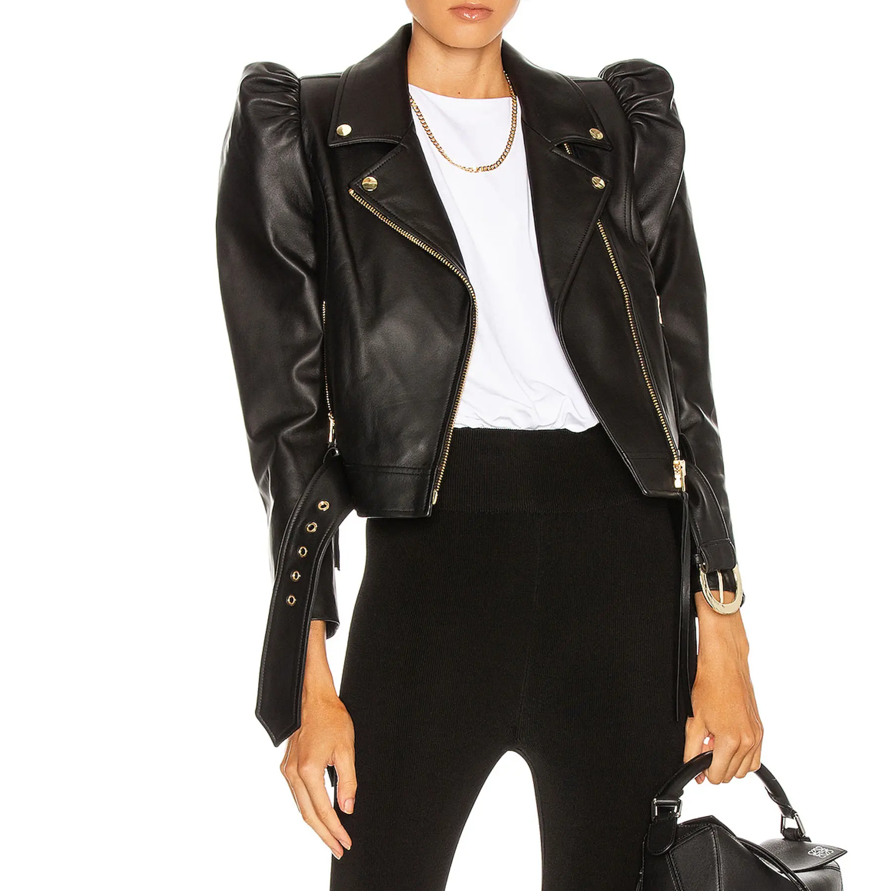 New design women hip hot PU leather jacket latest black fashionable spring women coat
