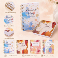 Carnet de planification quotidienne A5 avec logo personnalisé, reliure spirale double, couverture aquarelle, 4 designs, journal, cadeau, papeterie