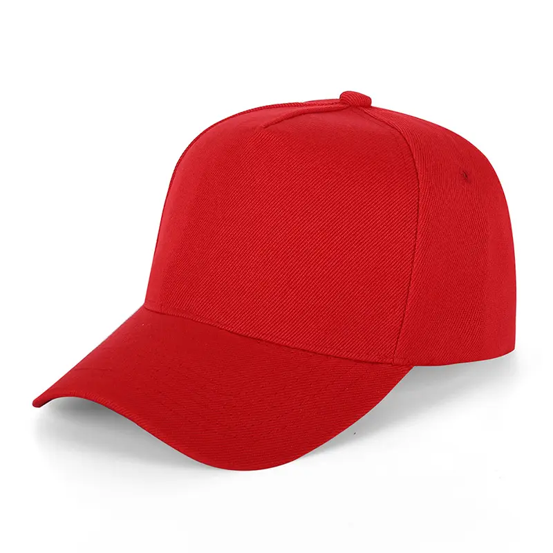 Khuyến Mại Tùy Chỉnh Biểu Tượng 5 Bảng Điều Chỉnh Màu Đỏ Mens Thể Thao Cap Polyester Acrylic Trống Gorras Cơ Sở Bóng Hat Mũ Bóng Chày